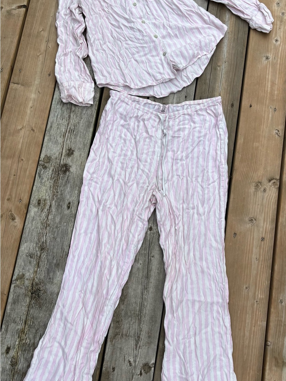 Victoria's Secret Pink and White Striped Pajama Set